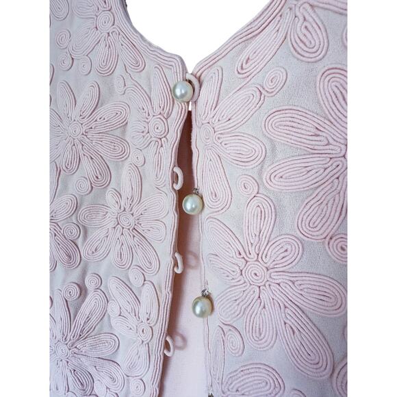 Maggy London Sheath Dress & Jacket 8 Pink Floral Pearl Coquette Vintage Brunch - Picture 3 of 9